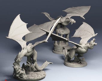 Young Black Dragons | RPG miniatures for DnD tabletop wargames | 32 mm scale | F103