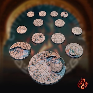 Ruin Dessert Bases | Bases for fantasy rpg tabletop games, 28-32 mm scale | B1