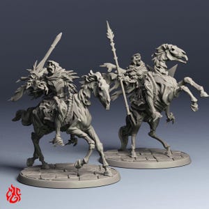 Rycerze na Konnych Szkieletach | Miniatury RPG do gier bitewnych DnD | Skala 32 mm | F401 | Halloween
