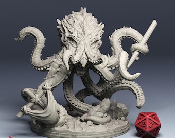 Tideborn Kraken  | RPG miniatures for DnD tabletop wargames | 32 mm scale | F677