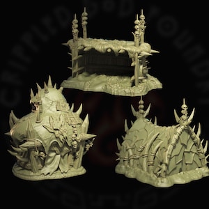 Goblin Huts | terrain pieces-accessories for fantasy rpg tabletop games, 28-32 mm scale | T38