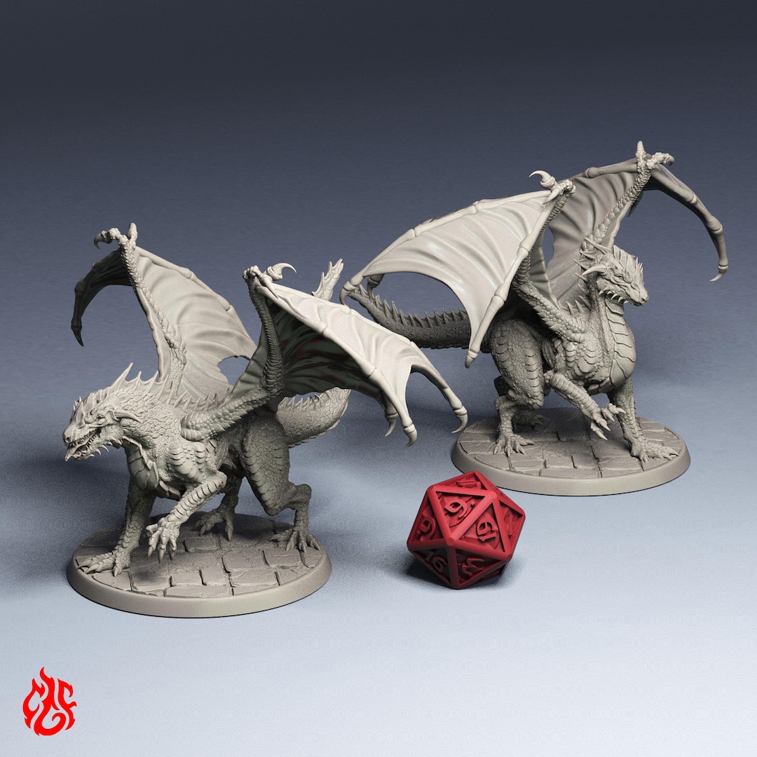 Black Dragon Wyrmlings | RPG Miniatures for Dnd Tabletop Wargames | 32 ...