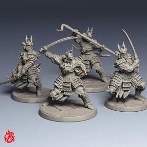 Guerreiros Samurais Hobgoblin | Miniaturas de RPG para jogos de guerra de mesa D&D | Escala de 32 mm | F438