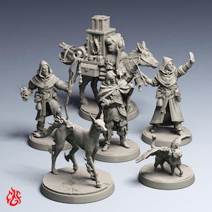 Utforskningsteam av trollkarlar | RPG-miniatyrer för DnD-bordskrigsspel | 32 mm skala | F778