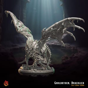 Groldryden DracoLich | ファンタジーRPG卓上ゲーム用アンデッドドラゴンミニチュア、28～32 mmスケール | F697