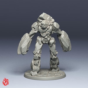 Rock Golem | RPG-miniatyrer för DnD-bordskrigsspel | 32 mm skala | F6