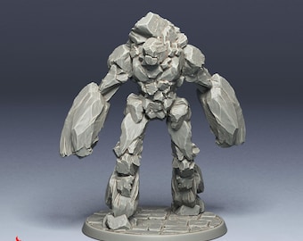 Rock Golem | RPG miniatures for DnD tabletop wargames | 32 mm scale | F6
