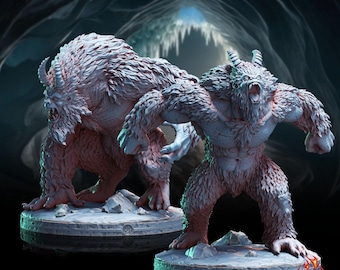 Abominable Yetis | miniature for fantasy rpg tabletop games, 28-32 mm scale