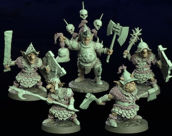 Goblin Warriors-band | miniatuur voor fantasy-rpg-tafelspellen, schaal van 28-32 mm | F531