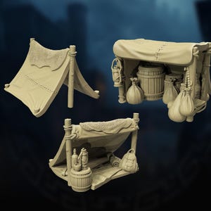 Tents | terrain pieces-accessories for fantasy rpg tabletop games, 28-32 mm scale | T67