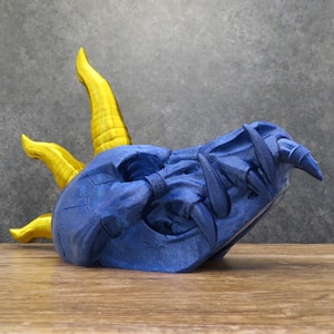 Legendary Black Dragon Skull with 3 Horns - Dragon Skull - Fantasy Head Sculpture - Wall Art - Mythical Creature Decor - Hanging Wall Decor
