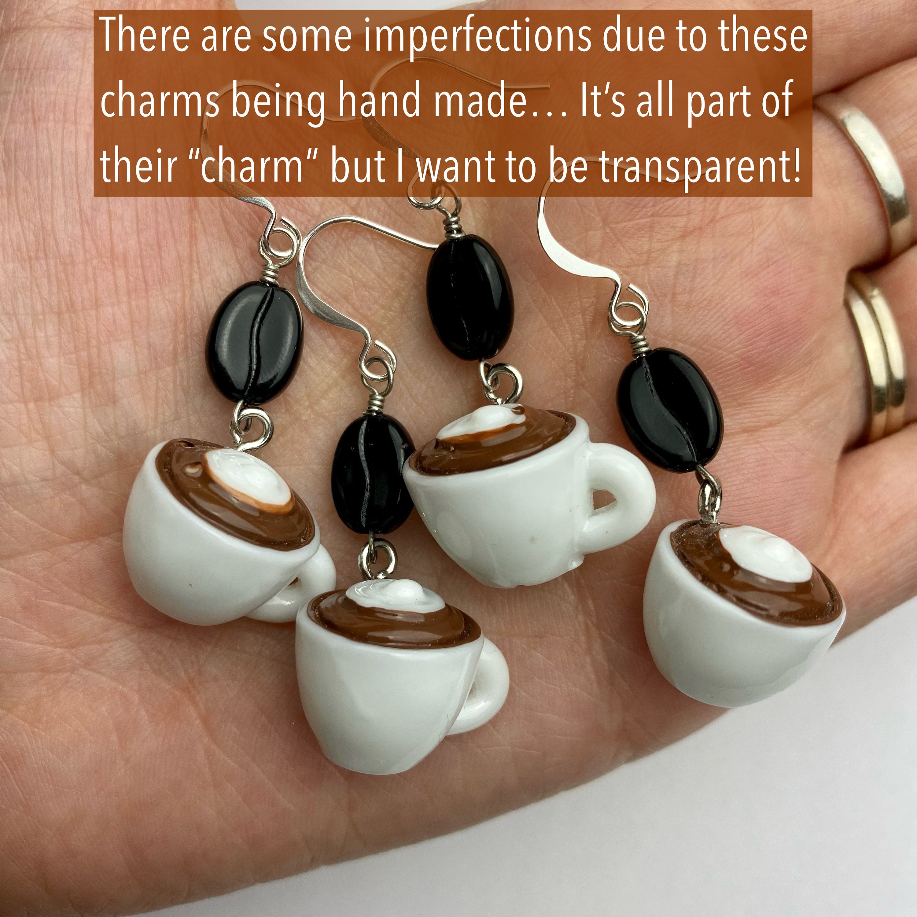 Cappuccino Cups Coffee Beans Dangle Earrings Resin Coffee - Etsy