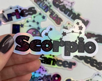 SCORPIO Holographic Sticker | Zodiac Custom Sticker, Astrology Holographic Sticker, Scorpio Zodiac Sign, Scorpio Constellation Sticker
