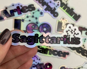 SAGITTARIUS Holographic Sticker | Zodiac Custom Sticker, Astrology Holographic, Sagittarius Zodiac Sign, Sagittarius Constellation Sticker