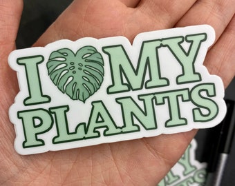 I Herz Meine Pflanzen Sticker | Ich liebe meine Pflanzen, süße Monstera, Zimmerpflanzen, Pflanzenmama Aufkleber für Planer, Handyhülle, Laptop, Wasserflasche