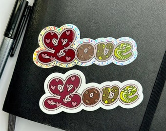 Groovy Love Stickers | Retro Style LOVE Custom Vinyl Sticker | Colorful Waterproof Sticker for Gift, Planner, Laptop, Mug Sticker