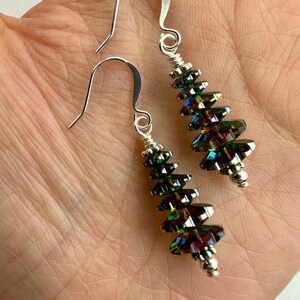 Dainty Christmas Tree Earrings For Women - Colorful Crystal Drop Earrings With Star, Bell & Bow