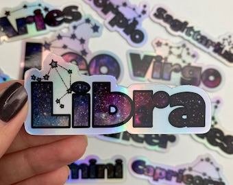 LIBRA Holographic Sticker | Zodiac Custom Sticker, Astrology Holographic Sticker, Libra Zodiac Sign, Libra Constellation Sticker