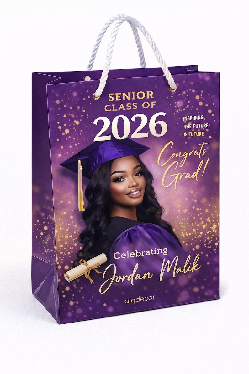 Custom Graduation Gift Bags | Personalized Photo, Name, Class of 2026 ...