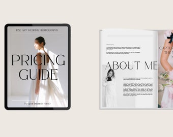 Editorial Fine Art Wedding Photography Pricing Welcome Guide Canva Magazine Editable Template with content