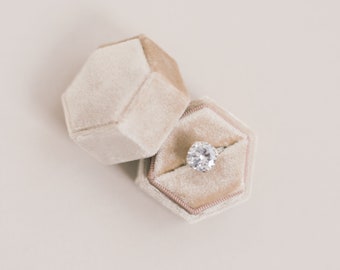 Ecru Velvet Wedding Ring Box