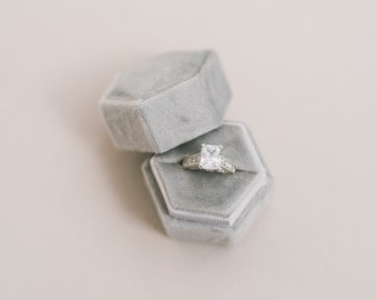 Dove Grey Velvet Ring Box