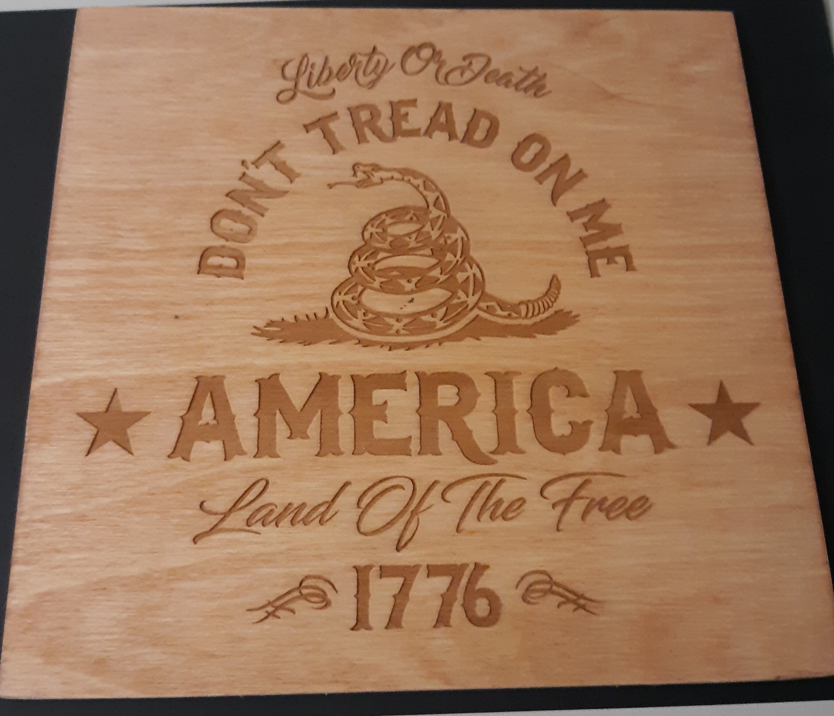 Laser Engraved 8 x 8 Gadsden Flag Wood Wall Hanger Etsy
