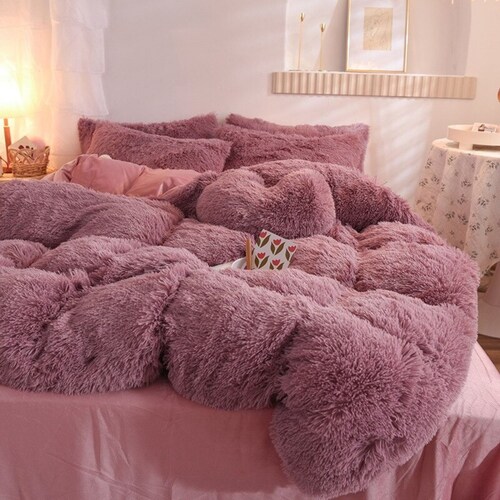 Fluffy Bedding Set Twin/queen/duvet Cover 2x Pillowcase Bed Etsy