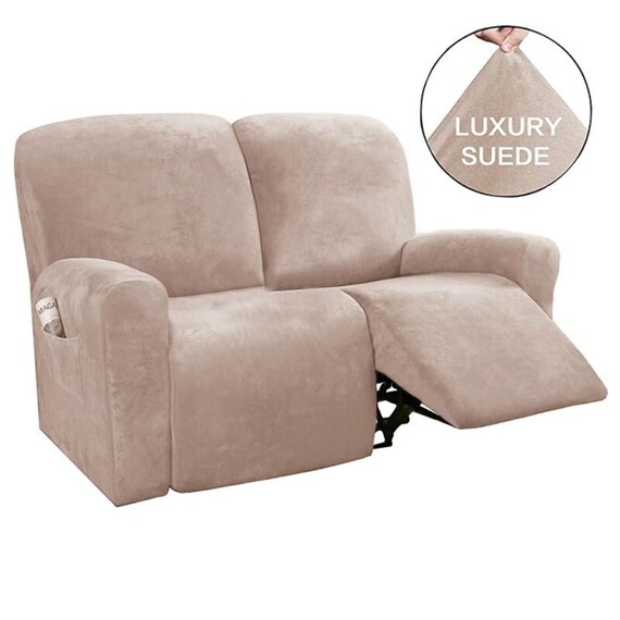 Warm Tones Recliner Suede Velvet Plush Sofa Cover Slip 1 Uk Warm Tones Recliner Suede Velvet Plush, 2 Seater Recliner Sofa Covers Uk