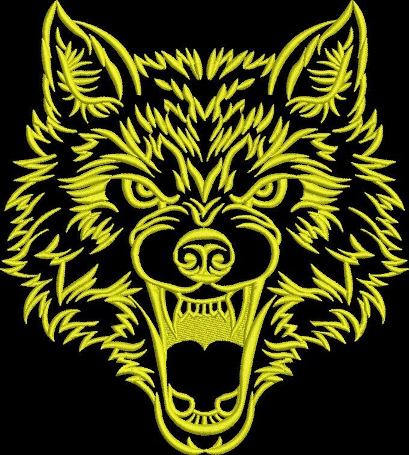 Wolf pattern machine embroidery Wolf template machine Etsy