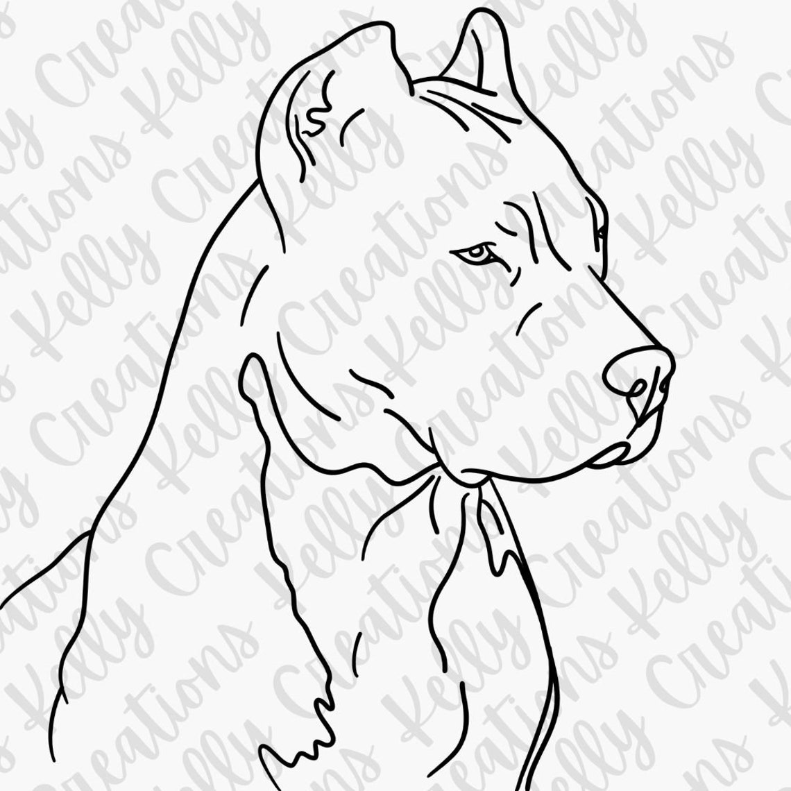 Pitbull Outline PNG Collection Set 2 - Etsy