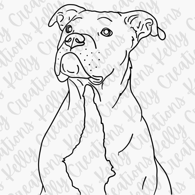 Pitbull Outline PNG Collection Set 2 - Etsy