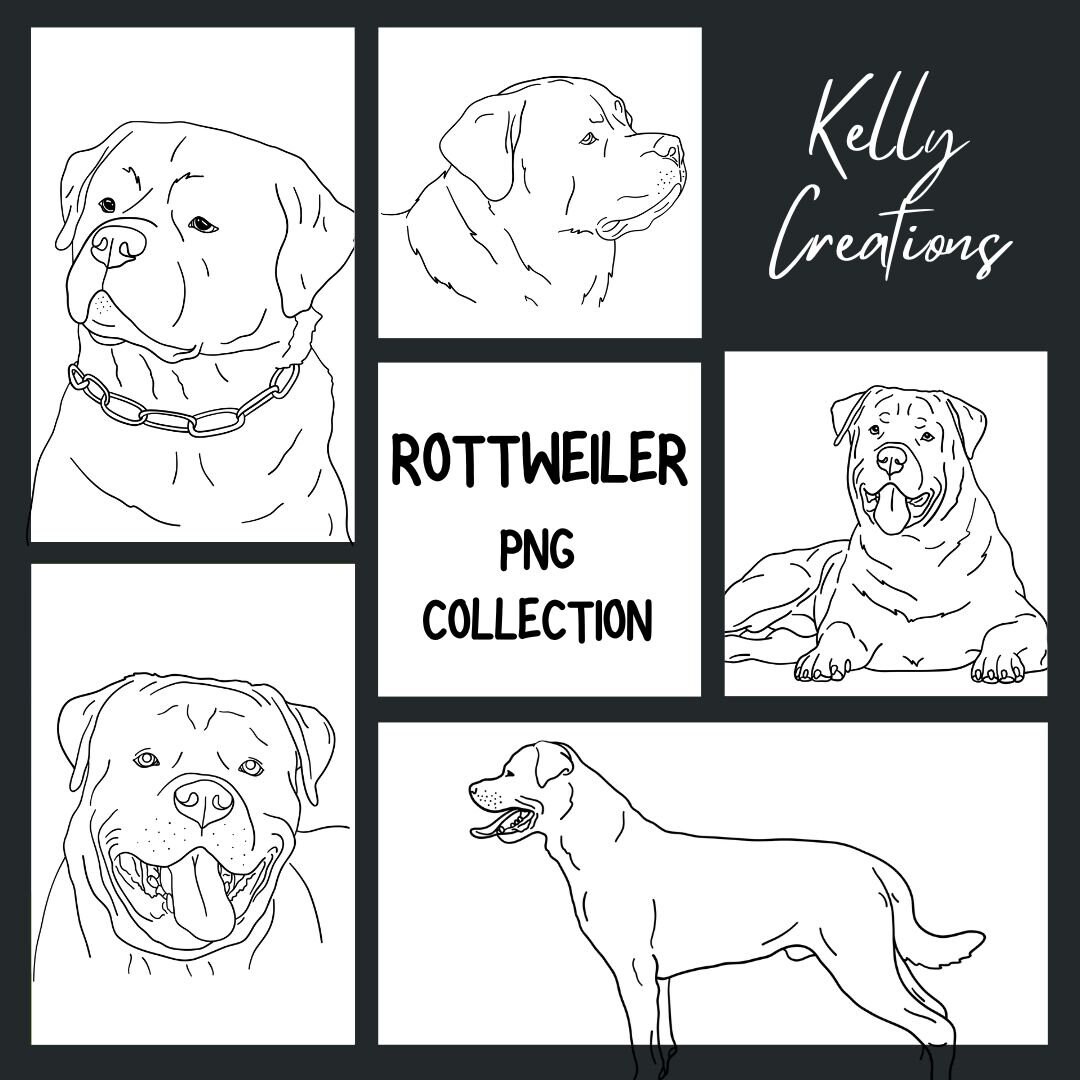Rottweiler Dog Outline PNG Bundle - Etsy