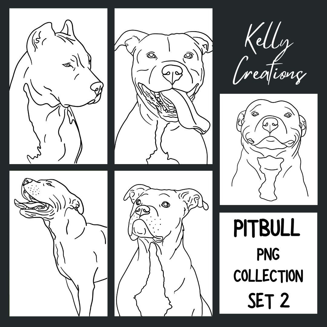 Pitbull Outline PNG Collection Set 2 - Etsy
