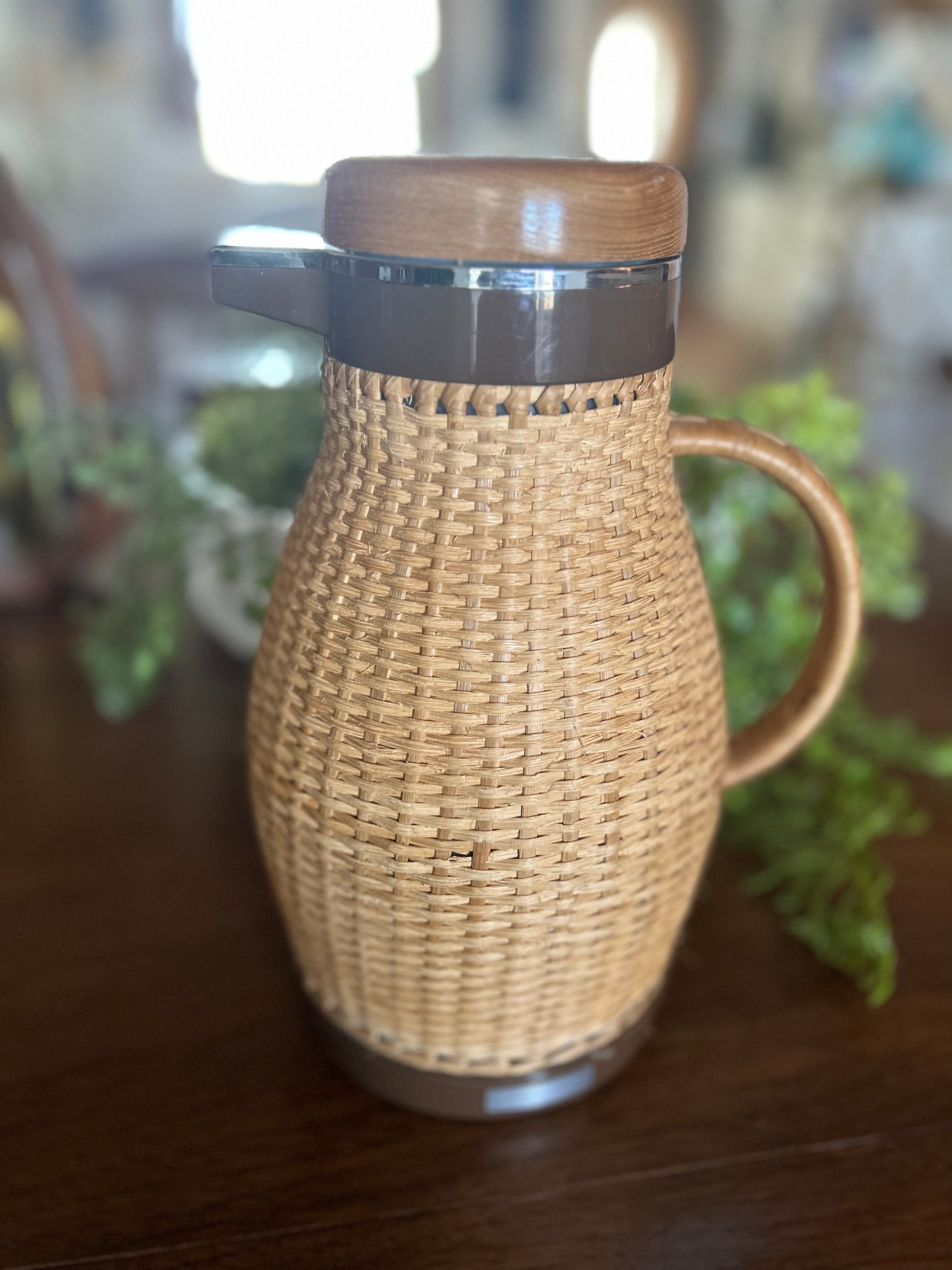 Rattan Wrapped Thermos Carafe