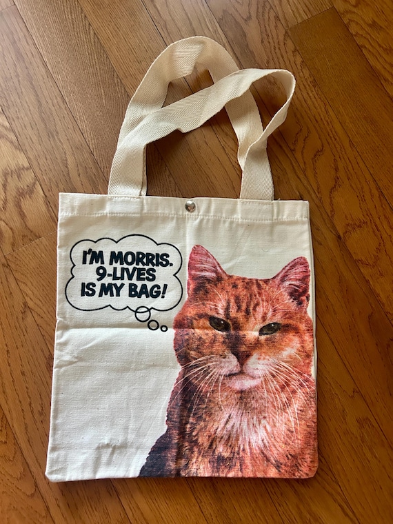 Vintage 1980s Morris 9 lives bag /canvas tote.
