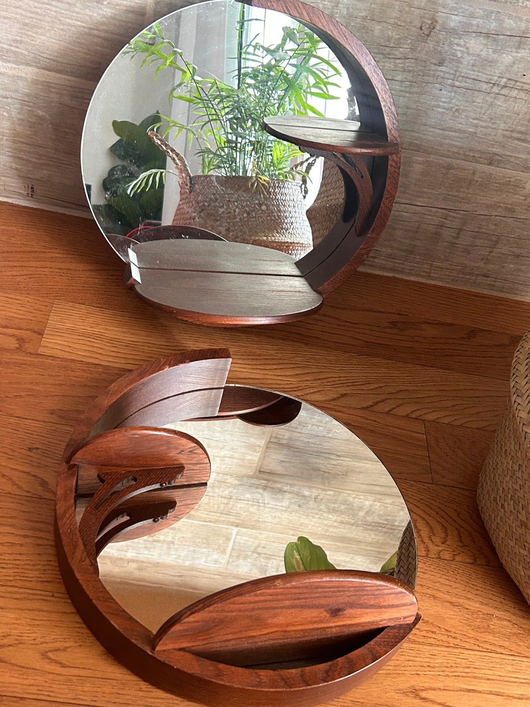 Vintage Pair of Deco Wall Mirrors Etsy