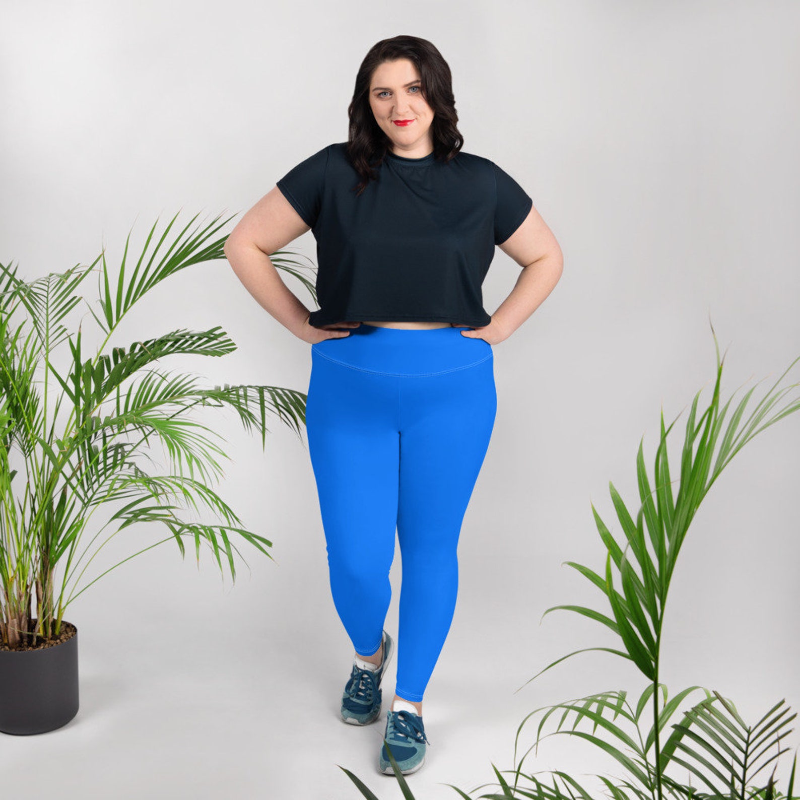 Plus Size Blue Leggings Etsy