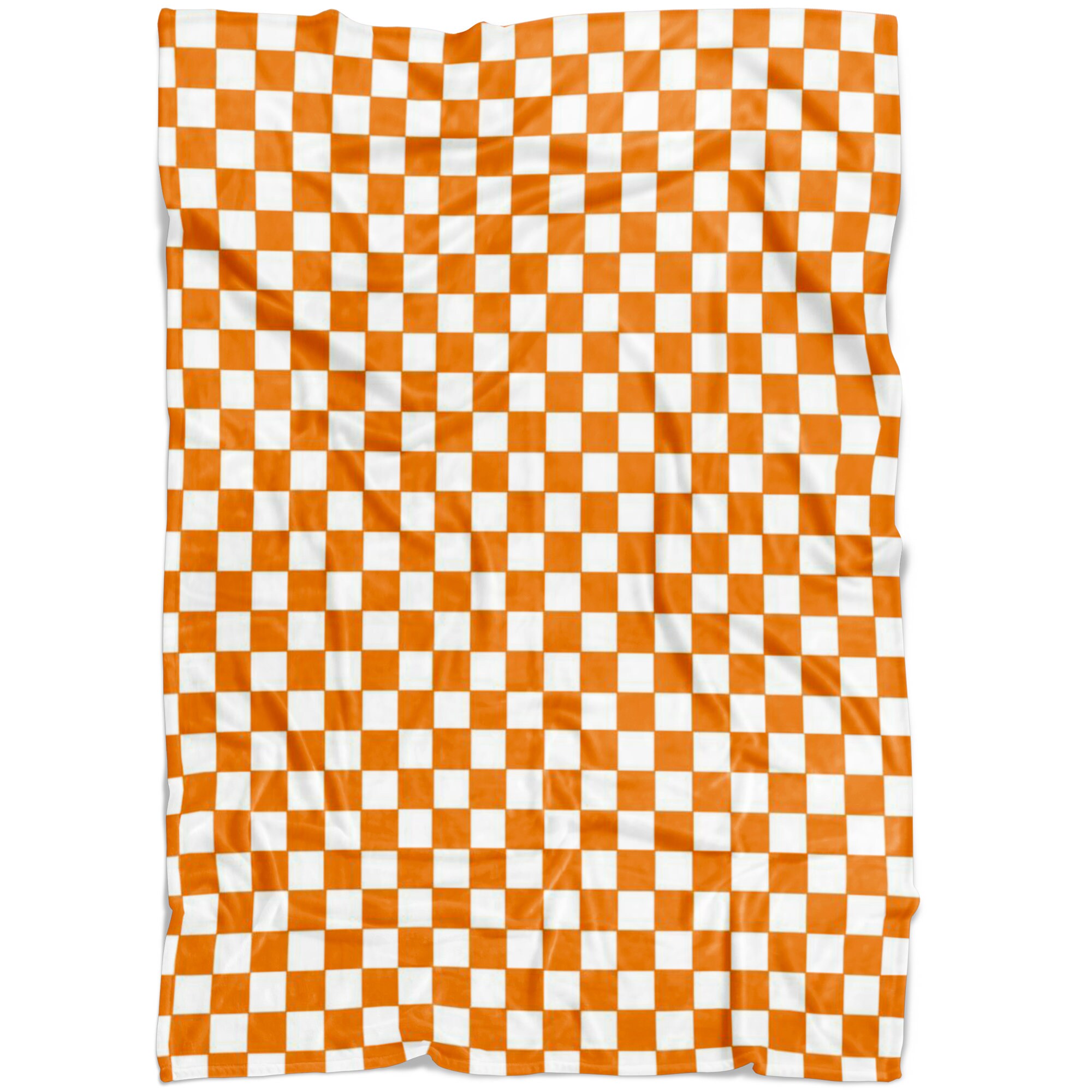 Checkered Orange & White Checkers Fleece Blanket Pet Or Etsy