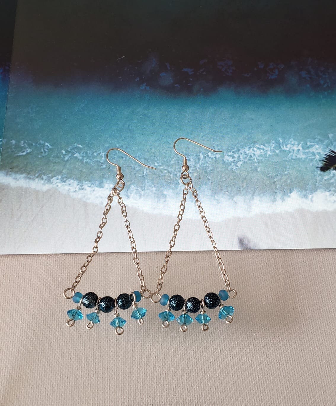 Handmade silver and turquoise swarovski earrings  I Love Dolly