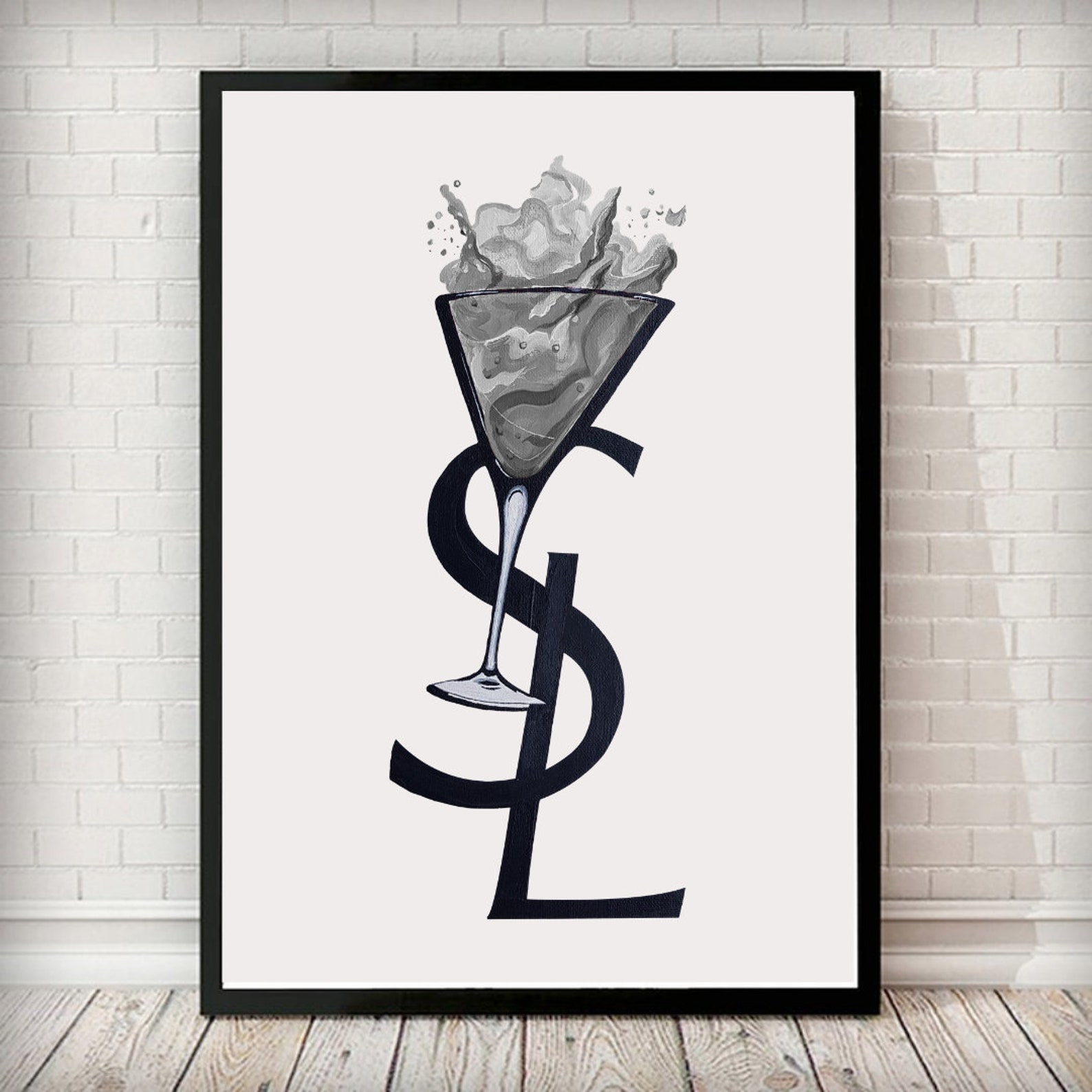 Hand Painted YSL Cocktail Grey 203 Wall Decor Designer Etsy