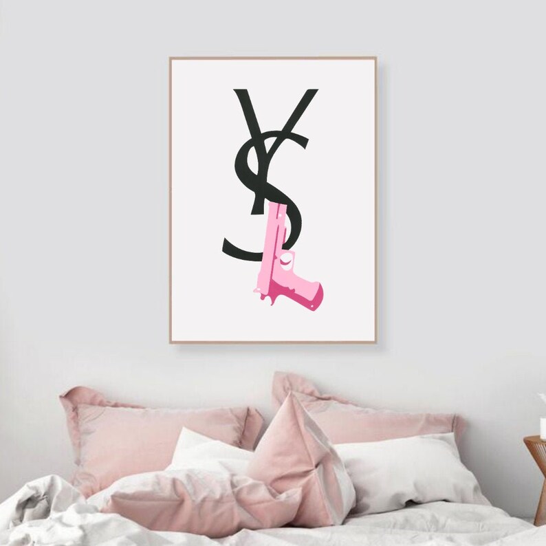 Hand Painted YSL Gun Pink 217 Wall Decor Designer Wall Etsy