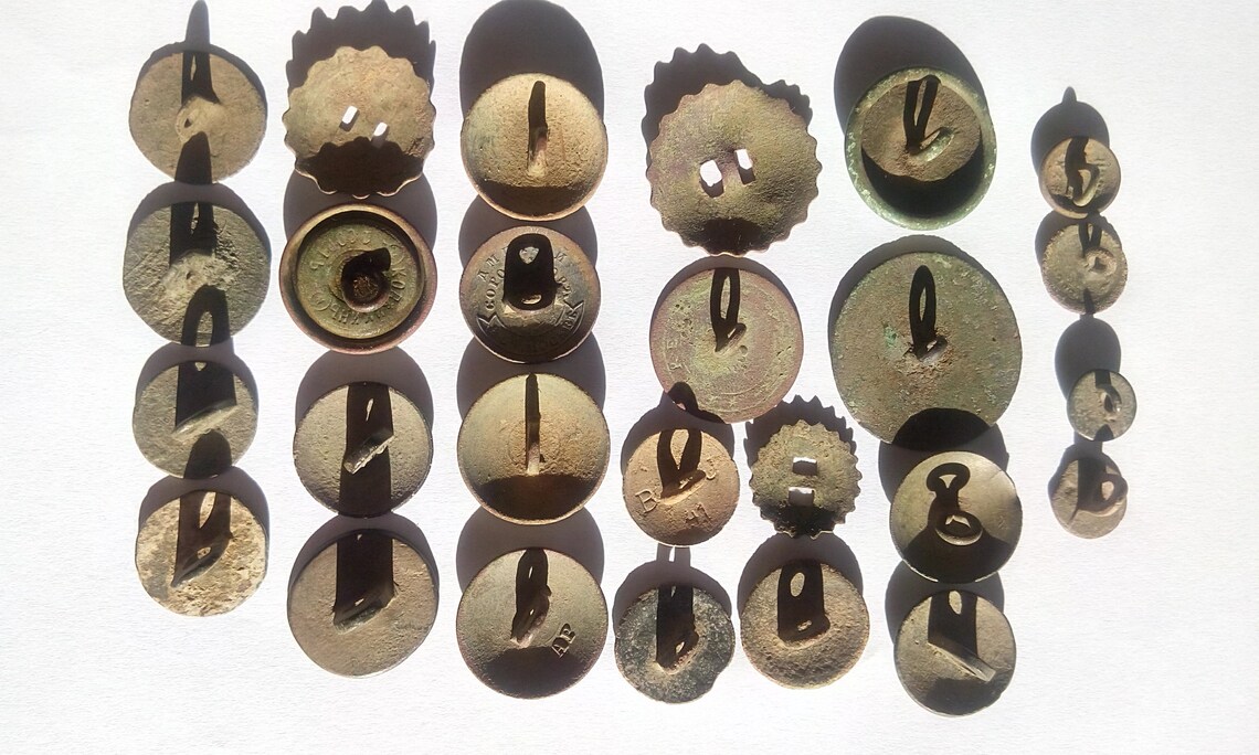 SET of 26 Antique Brass Buttons 1819th century Copper Etsy