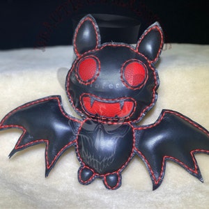 Handmade Leather Bat Doll: Mini Goth Stuffie