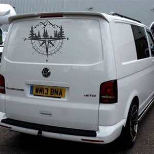 MOUNTAIN and Compass design vinyl van decal , campervan van car sticker , Made in the UK 22 colours