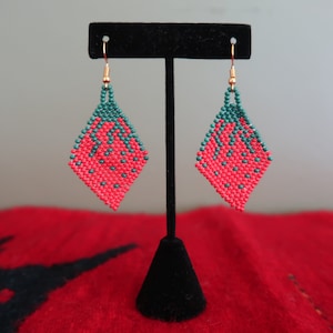 Mexican Beaded Earrings, Colorful, Earrings, Handmade, Handwoven, Folkloric Earrings, Made in Oaxaca