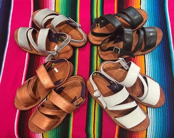 Handgemaakte leren Mexicaanse huarache-sandalen met enkelgesp
