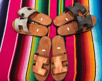 Handgemaakte leren Mexicaanse sandalen met huarache-slippers
