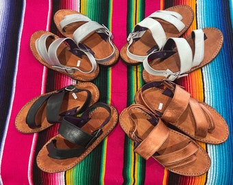 Handgemaakte leren Mexicaanse huarache-sandalen met enkelgesp