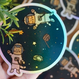 Space Cat Sticker | Stickers for Hydroflask - Vinyl Sticker - Laptop Sticker - Laptop Decal - Space Cats - Cats in Space - Space Art - NASA